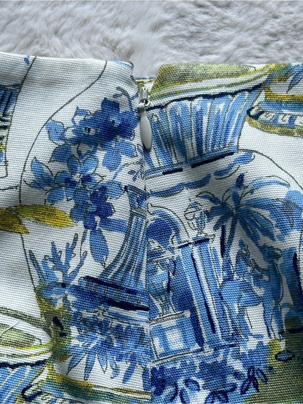 Talbots Blue, White & Green Chinoiserie Toile Skirt Cottage Coastal Size 8 - Picture 10 of 13